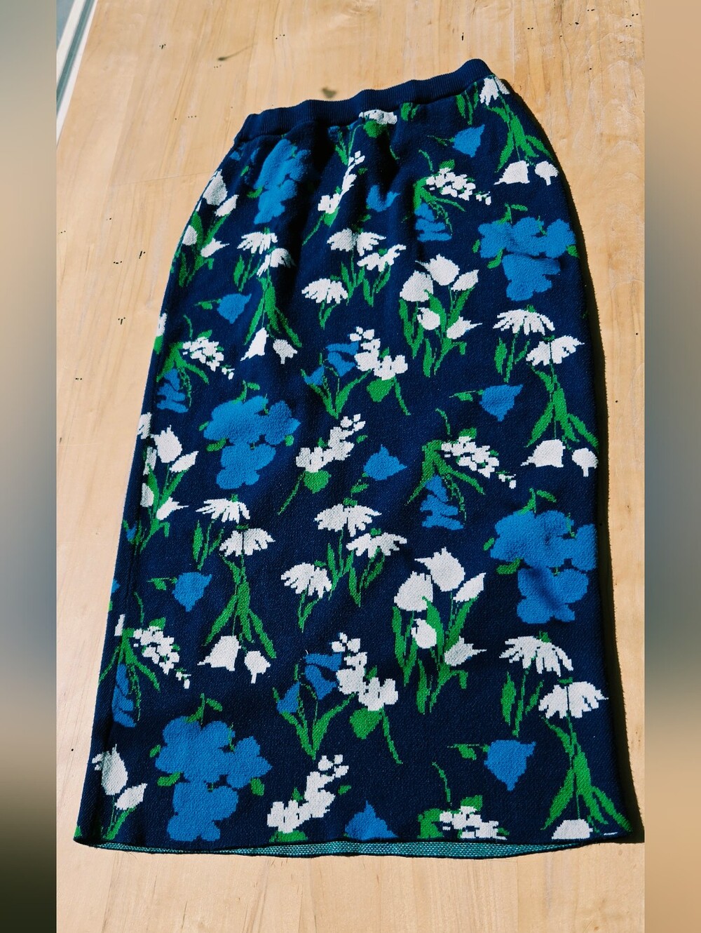 Kate Spade By TARGET Blue Floral Knit Pencil Skirt